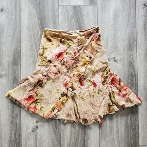 Blumarine Pink Blush Silk Ruffle Floral Skirt 38 XS/S
